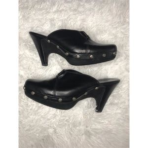 Cole Haan Kenna Clog Black Leather Mule Sz 7.5B